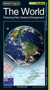 The World with New Zealand Enlargement, Pathfinder Map by Kiwi Maps