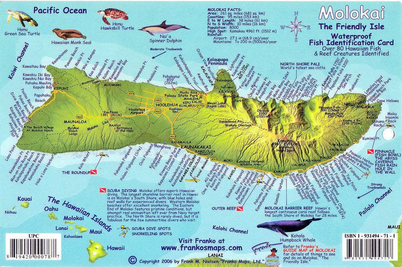 Cover of Molokai, Hawaiian Islands, Reef Creatures Map & Fish Card