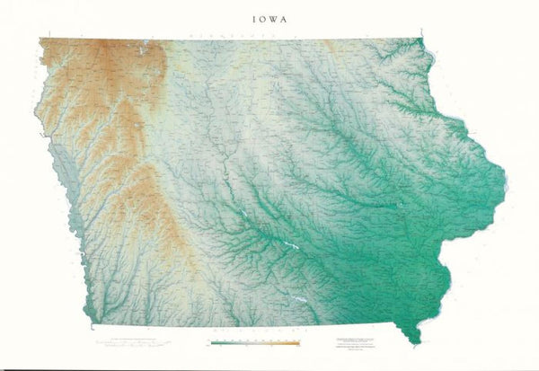 Cover of Iowa Physical Laminated Wall Map by Raven Maps 