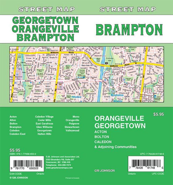 Cover of Brampton / Orangeville / Georgetown, Ontario Street Map by GM Johnson