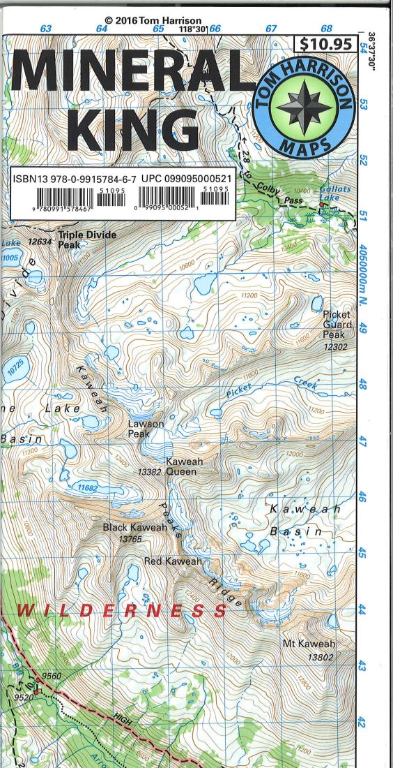 Cover of folded Map of Mineral King, California Trail Map by Tom Harrison Maps