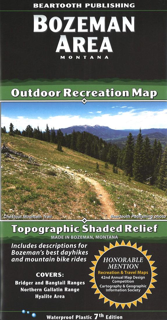 Cover of Bozeman Area, Montana Outdoor Recreation Map with Topographic Shaded Relief by Beartooth Publishing