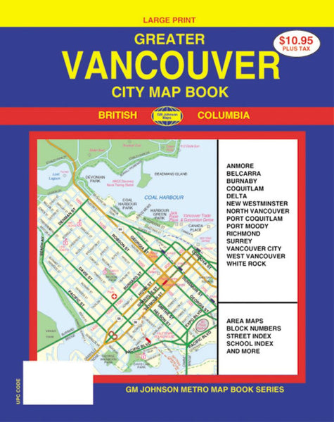 Cover of Vancouver, Greater, Canada, City Map Book, Large Print by GM Johnson