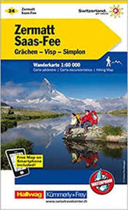 Zermatt - Saas Fee : Switzerland Hiking Map #24 by Kummerly + Frey