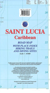 Saint Lucia, Caribbean, Road map by Kasprowski Publisher
