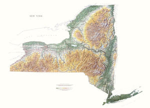 New York, Physical Wall Map by Raven Maps