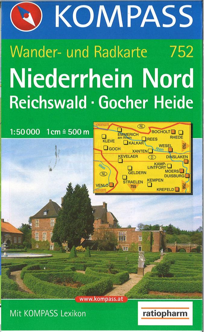 Cover of Niederrhein Nord-Reichswald Hiking Map By Kompass