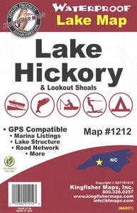 Lake Hickory/Lookout Shoals Map by Kingfisher Maps, Inc.