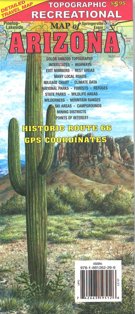Cover of Arizona, Topographic Recreational Map by GTR Mapping