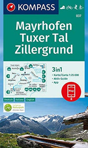 Mayrhofen - Tuxer Tal - Zillergrund Hiking Map By Kompass