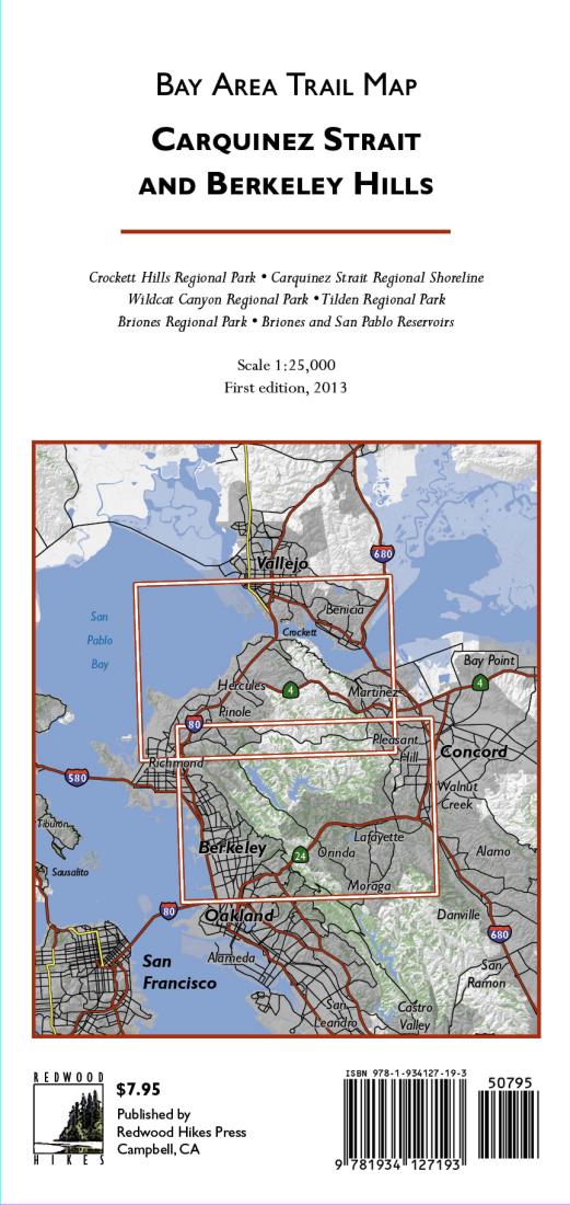 Cover of Bay Area Trail Map: Carquinez Strait and Berkeley Hills by Redwood Hikes Press