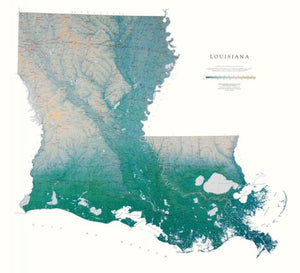Louisiana, Physical Wall Map by Raven Maps