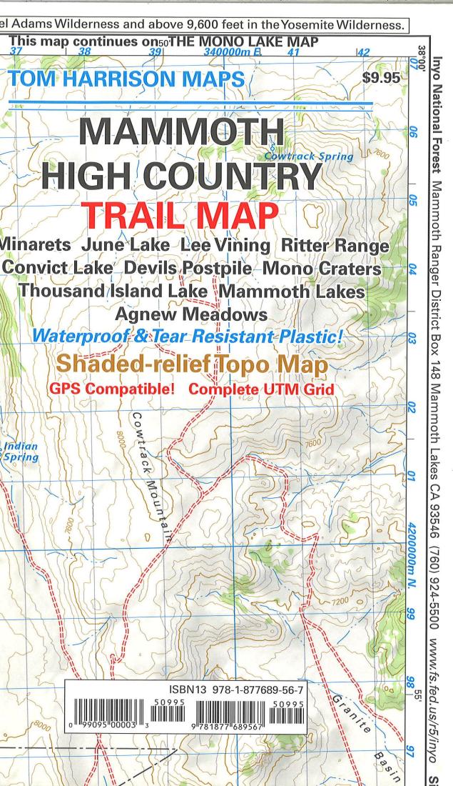 Cover of folded Map of Mammoth High Country by Tom Harrison Maps