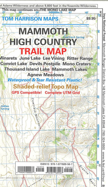 Cover of folded Map of Mammoth High Country by Tom Harrison Maps