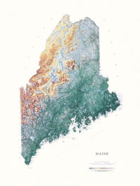 Cover of Maine Physical Laminated Wall Map by Raven Maps 
