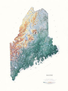 Maine, Physical, Laminated Wall Map by Raven Maps