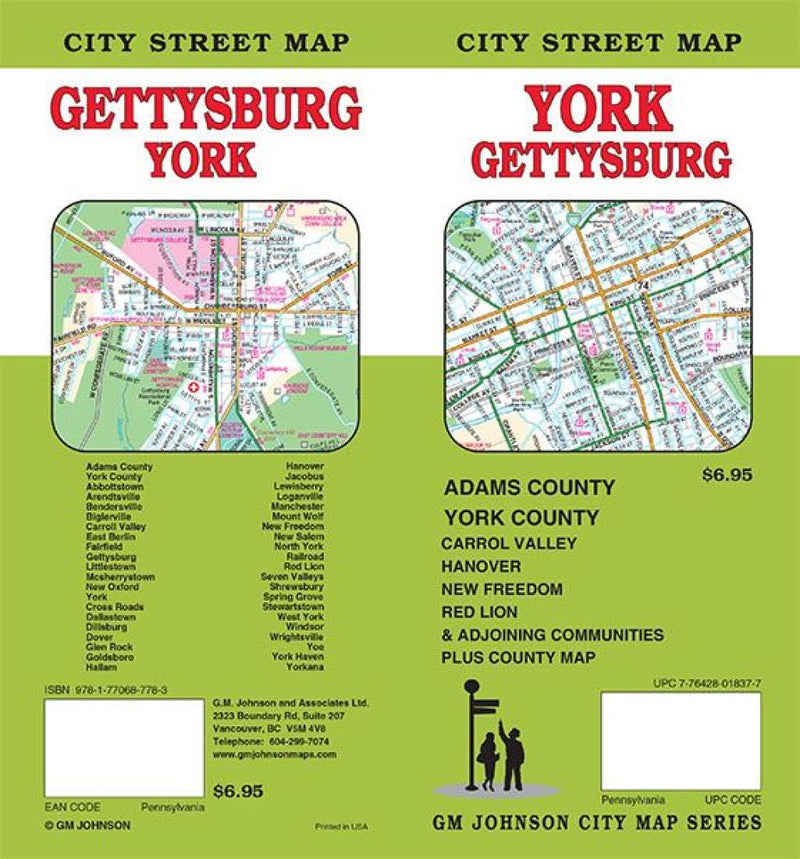 Cover of York and Gettsyburg, Pennsylvania Street Map by GM Johnson
