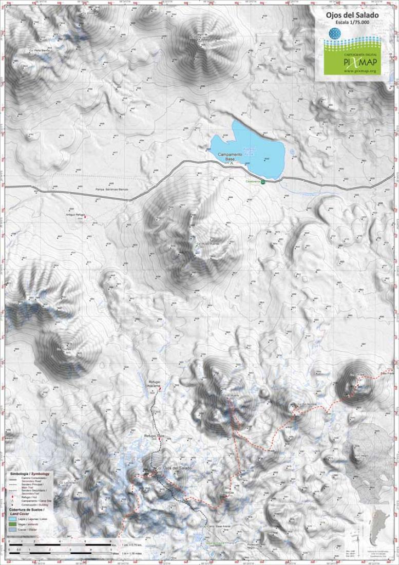 Cover of Ojos del Salado Topographic Map by Pixmap