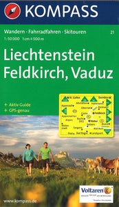 Liechtenstein Feldkirch, Vaduz Hiking Map By Kompass