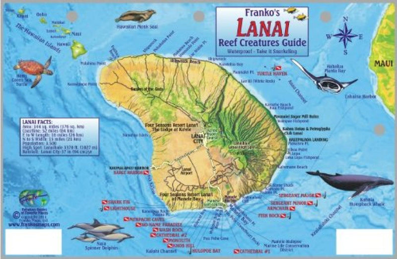 Cover of Guide to Lanai, Reef Creatures Map & Identification Card