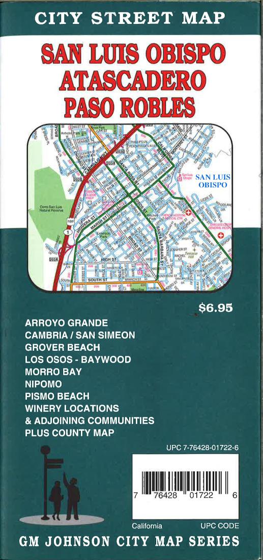 Cover of San Luis Obispo, Atascadero and Paso Robles, California City Street Map by GM Johnson