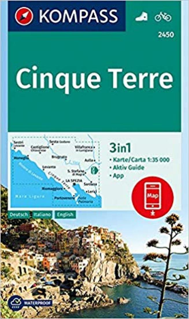 Cover of Cinque Terre (#2450) Hiking Map By Kompass