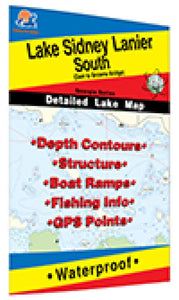 Lake Sidney Lanier South Fishing Map (Dam to Browns Bridge) by Fishing Hot Spots