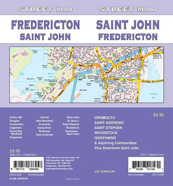 Cover of Saint John / Fredericton / St. Stephen, New Brunswick Street Map by GM Johnson