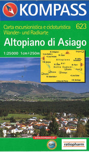 Altopiano di Asiago Hiking Map By Kompass