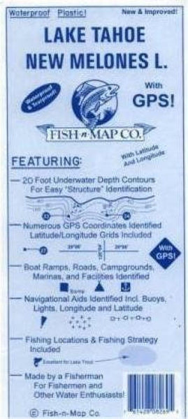 Cover of Lake Tahoe, New Melones Lake Fishing Map by Fish-n-Map Company