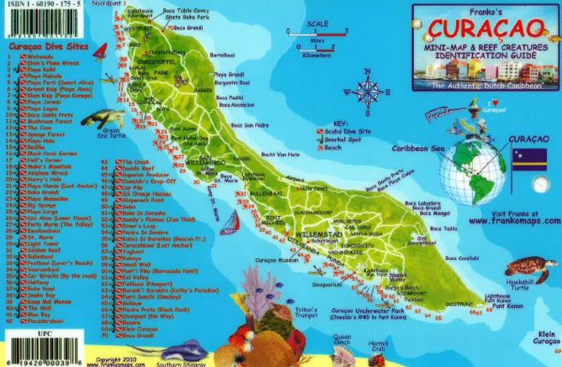 Cover of Caribbean, Curacao Map & Fish Card 