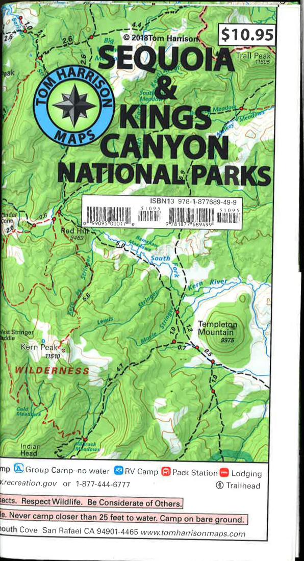 Cover of folded Map of Sequoia and Kings Canyon National Parks Recreation Map by Tom Harrison Maps