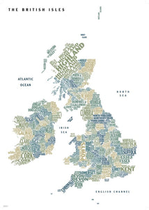Graphic Map UK - counties, white background by Oxford Cartographers