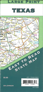Texas State Map (large print) by GM Johnson