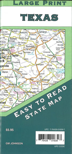 Cover of Texas State Map (large print) by GM Johnson