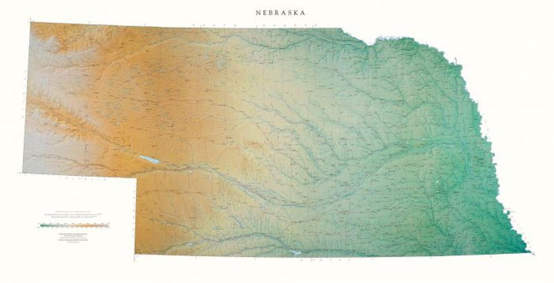 Cover of Nebraska Physical Laminated Wall Map by Raven Maps 