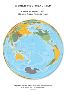 World Political Hexagons, Lambert Azimuthal Equal Area projection centered on 165 West by Oxford Cartographers