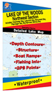 Lake of the Woods Northwest Fishing Map, Lake (incl. Clearwater/Portage Narrows) by Fishing Hot Spots