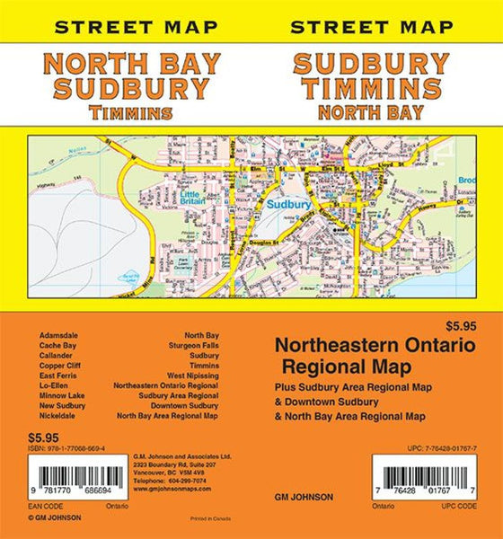 Cover of Sudbury / North Bay / Timmins, Ontario Street Map by GM Johnson