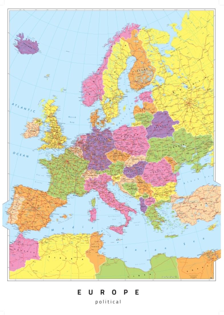 Cover of Europe Political Wall Map by Oxford Cartographers 
