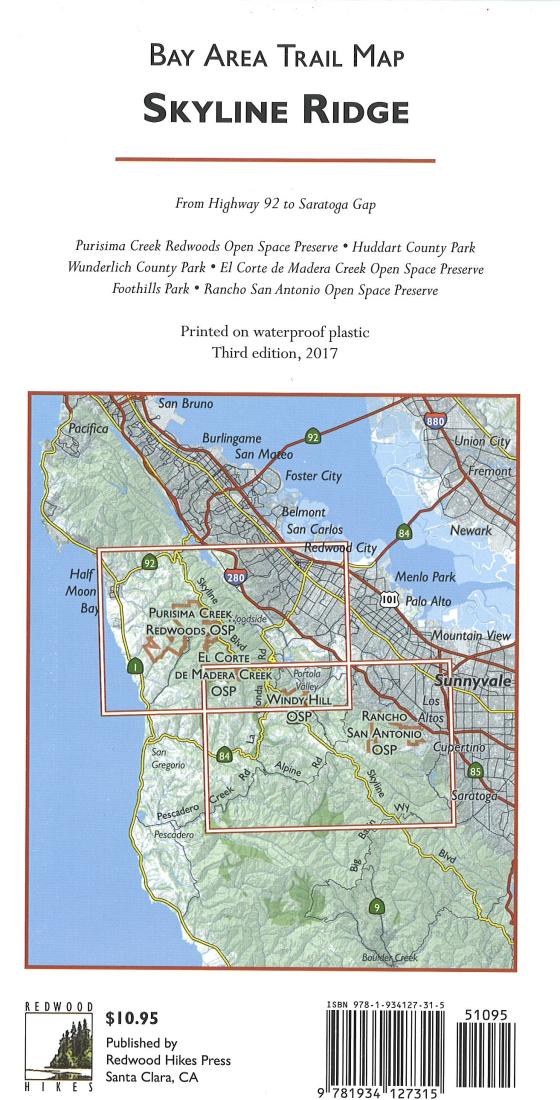 Cover of Bay Area Trail Map: Skyline Ridge by Redwood Hikes Press