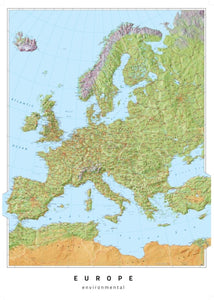 Europe Environmental Wall Map by Oxford Cartographers