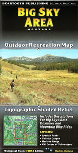 Big Sky Area, Montana Outdoor Recreation Map with Topographic Shaded Relief by Beartooth Publishing