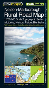 Nelson, Marlborough, New Zealand, Rural Roads Topographic Map by Kiwi Maps