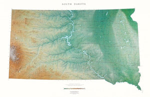 South Dakota, Physical Wall Map by Raven Maps