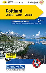 Gotthard : Switzerland Hiking Map #19 by Kummerly + Frey