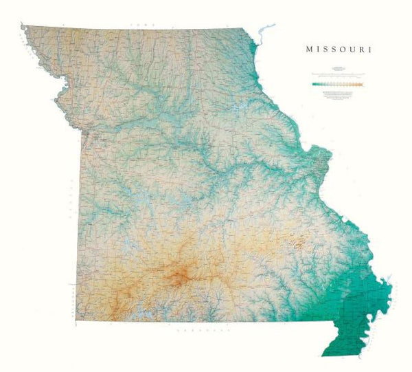 Cover of Missouri Physical Wall Map by Raven Maps 