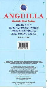 Anguilla, British West Indies, Road Map by Kasprowski Publisher