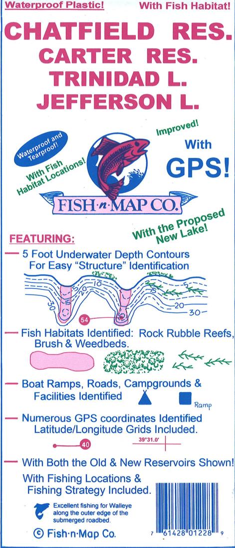 Cover of Chatfield, Carter Reservoir, Jefferson, South Platte River Fishing Map by Fish-n-Map Company