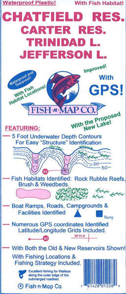 Cover of Chatfield, Carter Reservoir, Jefferson, South Platte River Fishing Map by Fish-n-Map Company